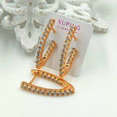 Сережки XUPING 15926. Позолота 18К. Довжина: 25 мм. Ширина 2.5 мм.