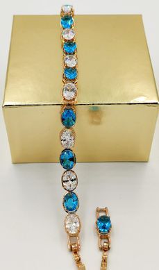 Браслет XUPING 48973. Позолота 18K. Біло-голубі циркони.