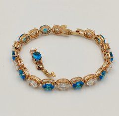 Браслет XUPING 48973. Позолота 18K. Біло-голубі циркони.