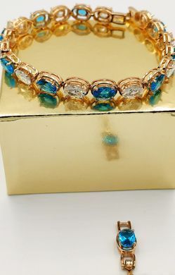 Браслет XUPING 48973. Позолота 18K. Біло-голубі циркони.