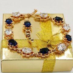 Браслет XUPING 48321 позолота 18K біло-синіе ціркони