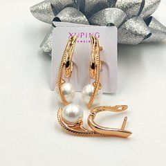 Сережки-перлина XUPING 12558. Позолота 18К. Довжина: 28 мм. Ширина 8 мм.