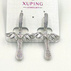 Сережки XUPING Ангельский хрестік 15042. Родій. Довжина: 45 мм. Ширина 25 мм.