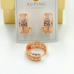 Сережки ХUPING 15360. Позолота 18К. Довжина: 18 мм. Ширина: 8 мм.