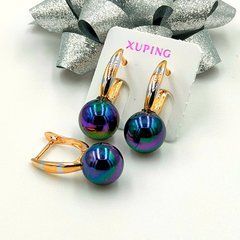 Сережки-перли XUPING 15800. Позолота 18К. Довжина: 25 мм. Ширина 9 мм.